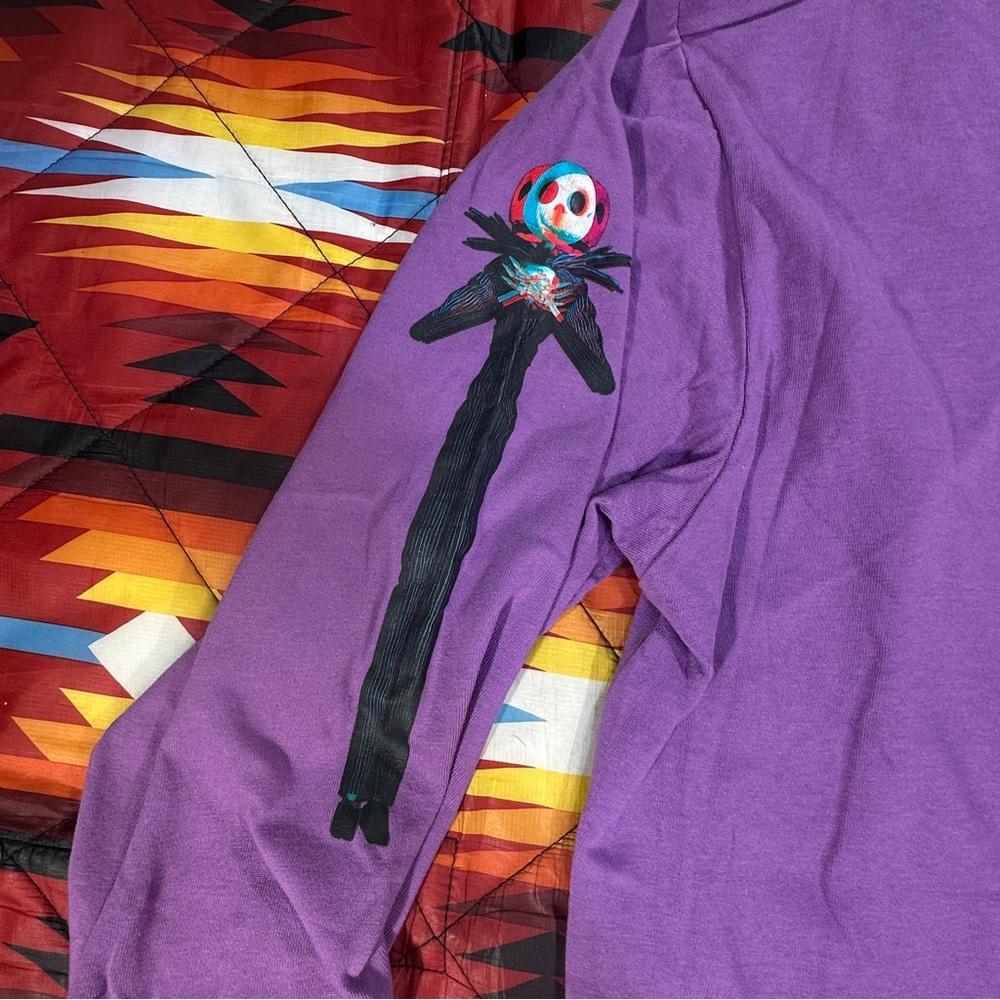 Disney Jack Skellington Holographic Effect Purple Long Sleeve Shirt Adult Large - Picture 4 of 10